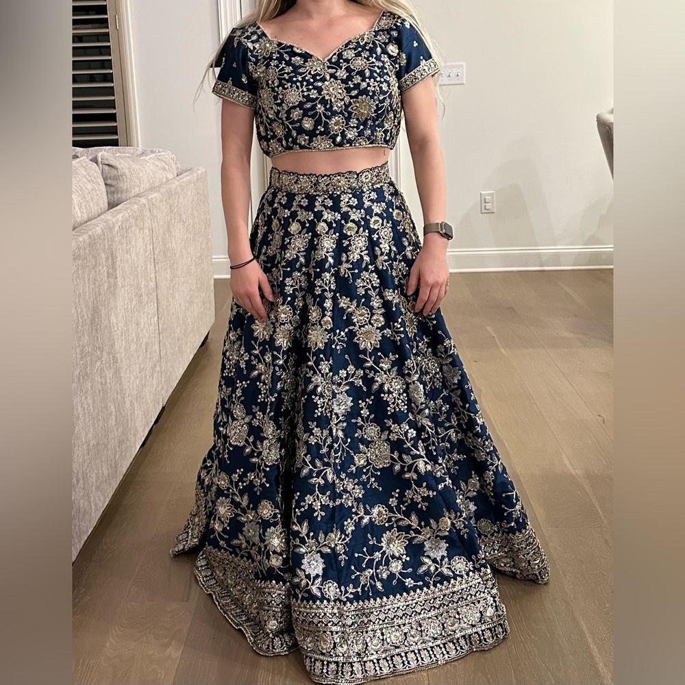 Blue and Gold Lehenga - size small